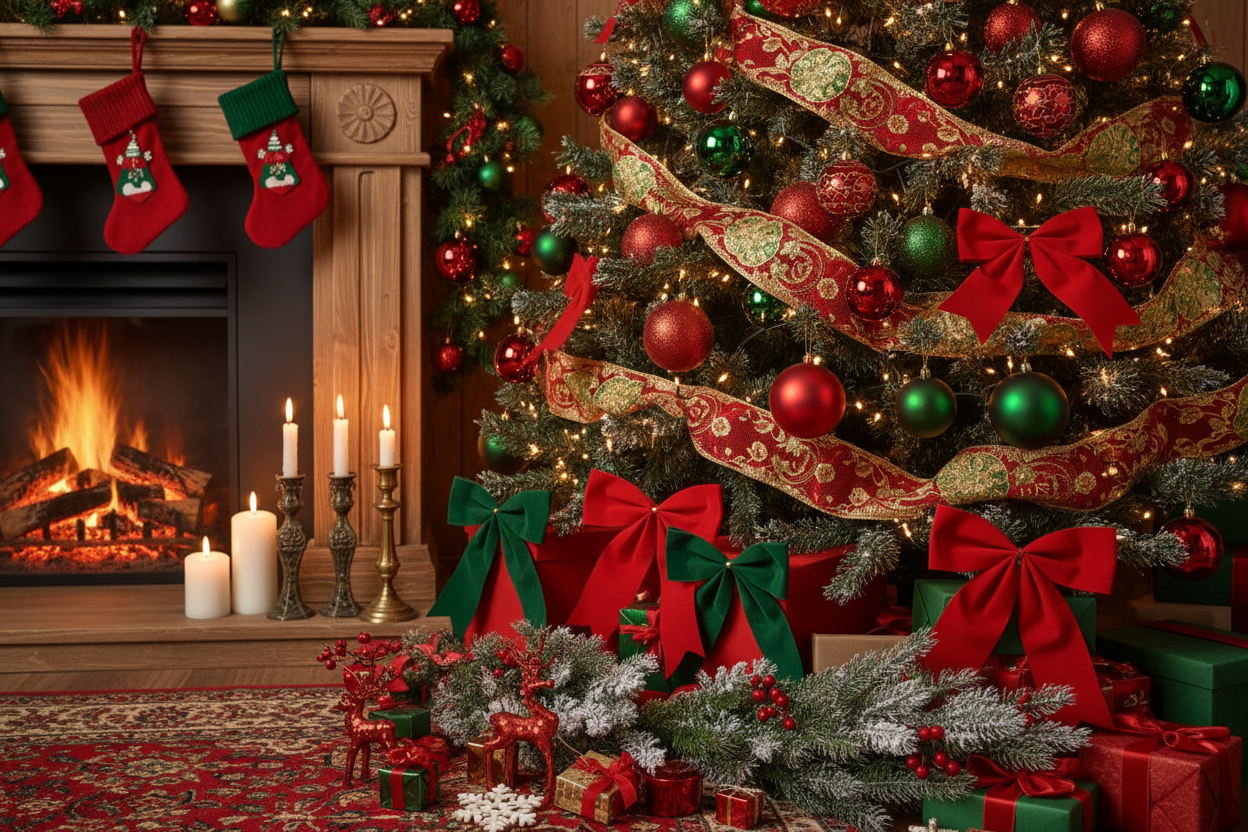 クリスマス飾りと衣類